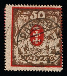 1922 50m Danzig Gdansk, Germany, SHIFTED Perforation. Used, Michel ...