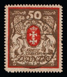 1922 50m Danzig Gdansk, Germany, SHIFTED Perforation. Used, Michel ...