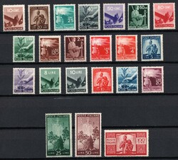 1945 Italy. MNH, MH, MLH, 60c, 25L with very small thin spot, 1L, 8L  ...