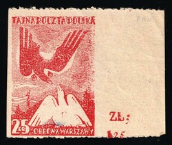 1943 25gr Poland, Secret Underground Post, Reprint, Missing ...