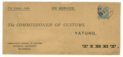 1910 Shanghai (17 Dec) to Customs Yatung. On Service cover, f.w. ...