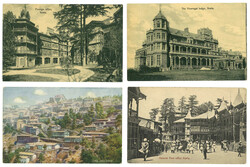 A pair of 4 picture postcards showing buildings in Simla, including ...