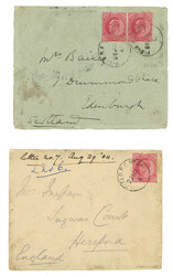 1904 a pair of covers from FPO No. 24 to England and Scotland, f.w. ...
