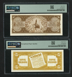 1949 Central Bank of Philippines 5 pesos and 10 pesos (P-135e, 136e). ...