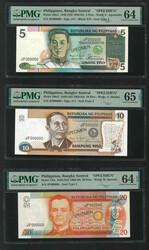 1949 (ND 1985-94) Bangko Sentral ng Pilipinas specimen set from 5 ...