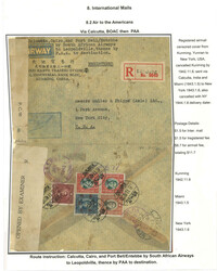 1942 Kunming (6 Nov) to USA. Airmail registered cover, f.w. SYS $1 + ...