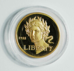1988 USA "Olympic" gold $5 (KM223). West Point mint. 21.59mm, 8.359g. ...