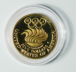 1988 USA "Olympic" gold $5 (KM223). West Point mint. 21.59mm, 8.359g. ...