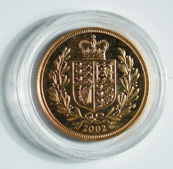 2002 Britain QEII Golden Jubilee gold Sovereign (KM1026). Royal mint. ...