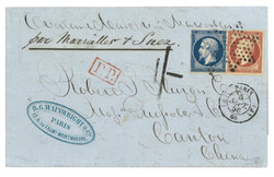 1856 (5 Sept), an envelope sent from France to Canton China, endorsed ...