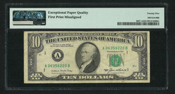 1985 USA Federal Reserve Note Boston $10. Misalignment Error. Serial ...