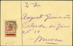 Macau early picture postcard franked postal fiscal 1a tied Macau cds. ...