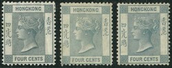 1863 QV 4c x3, different shade. One OG with thin on back. Other two ...