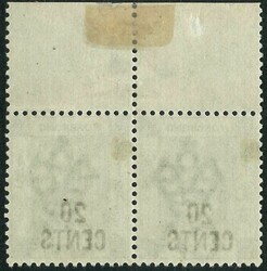 1891 QV 20c/30c pair with top margin. Broken top on “2” plate ...