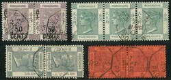 Group of 4 QV pair or strip of 3 all tied by Ligne N marking. F-VF