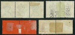 Group of 4 QV pair or strip of 3 all tied by Ligne N marking. F-VF