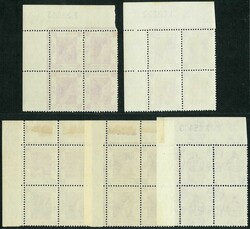 Group of 5 1954 QEII issue in corner block of 4. All with Req. number ...