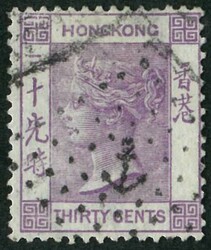 1863 QV 30c CC wmk tied by France anchor killer. VF and scarce