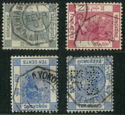Group of 4 QV all tied by French Marseille A Yokohama marking. VF