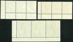 1962 QEII 5c 40c & $2 corner plate strip of 3, all showing printing ...