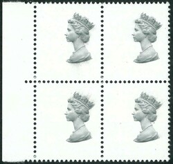 1992 QEII definitive block of 4 with margin. Missing background ...