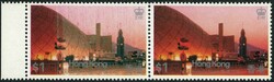 1983 Hong Kong Night $1 pair, left stamp showing dry print on colour ...