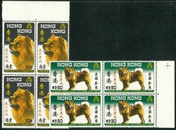 190 Year of Dog block of 4 with margin. Fresh UM OG. VF