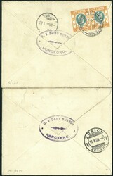 1908 Two KE postal envelope 5c and 10c both post to same address in ...