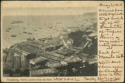 1902 HK postcard post to USA franked QV 4c. Front with arrival ...