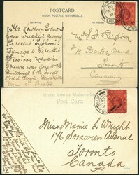 1906-07 Two early HK picture postcards both post to Canada with KE 4c ...