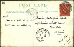 24-Nov-1906 HMTS SOUDAN Ship postcard to China Tientsin franked KE 4c ...