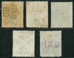 Group of 5 QV included 18c no wmk and CC 48c all tied by Japan bota ...