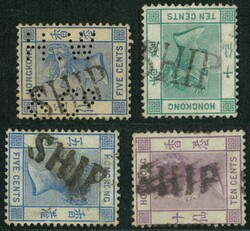 Group of 4 QV from 1882 CA wmk issue. All type by Japan SHIP marking ...