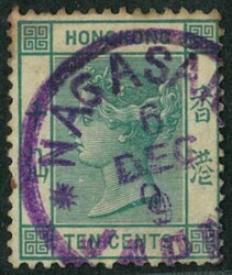 1882 QV 10c tied by Japan Nagasaki Japan cds. VF