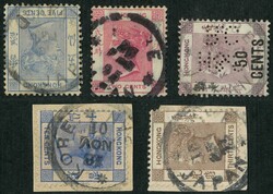 Group of 5 QV all tied by Japan Kobe cds in black ink. F-VF