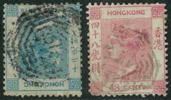 1862 QV 12c no watermark and 1863 QV CC 48c tied by Straits ...
