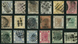 Small collection on one stock card with 18 QV stamps all tied by ...