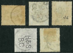 Group of 5 QV all tied by single ring Singapore cds. F-VF