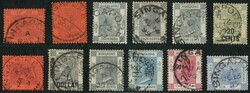 Group of 12 QV all tied by single ring Singapore cds. F-VF
