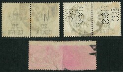 1891 QV 20c pair x2 plus 1896 QV 4c pair all tied by double ring ...