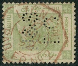 1891 QV 30c green CA wmk tied by Ligne N marking in red, VF