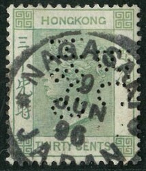 Hong Kong QV 30c tied by Japan Nagasaki cds in black ink. VF full chop