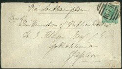 UK to Treaty port Japan: 1872 cover from UK franked QV 1/- wing ...