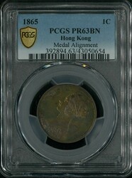 Hong Kong 1865 1c Proof coin, Medal Alignment, PCGS PR63BN. Rare ...