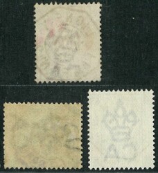 Hong Kong 1882 QV 2c 5c and 10c all tied by French Ligne N marking. VF