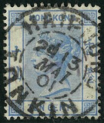 Hong Kong QV 10c tied by Haiphong Tonkin cds. VF