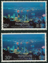 Hong Kong 1983 HK Night 30c with silver shift to left and right ...