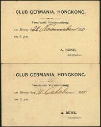 Hong Kong 1910 two KE 1c postal card post local, back with printed ...