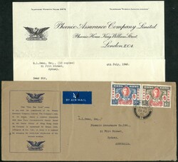Hong Kong 1946 Victory set of 2 on unusual design FDC. With content. ...