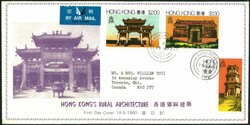 Hong Kong 1980 Rural Architecture CPA FDC post to Canada. Fine